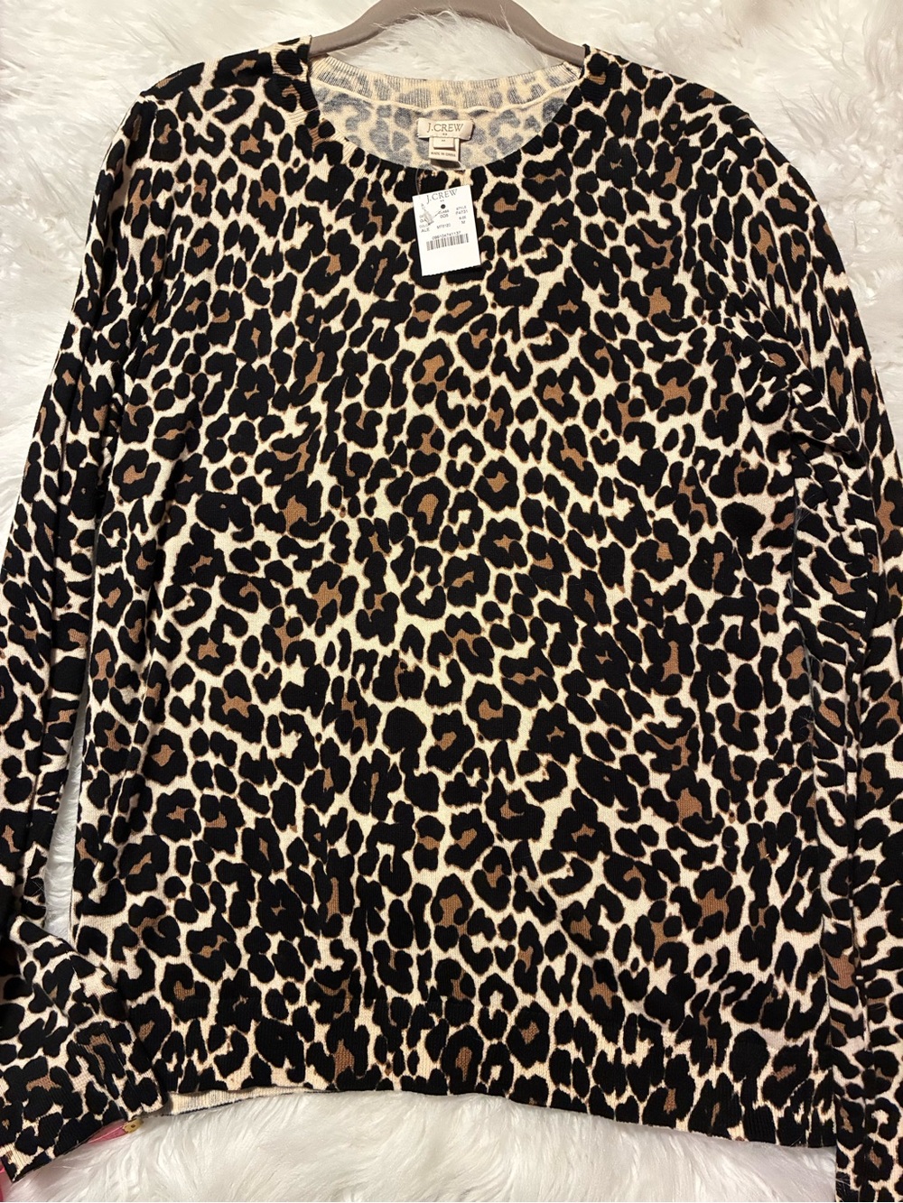 J. Crew Leopard Print Crewneck Sweatshirt in Tan and Black